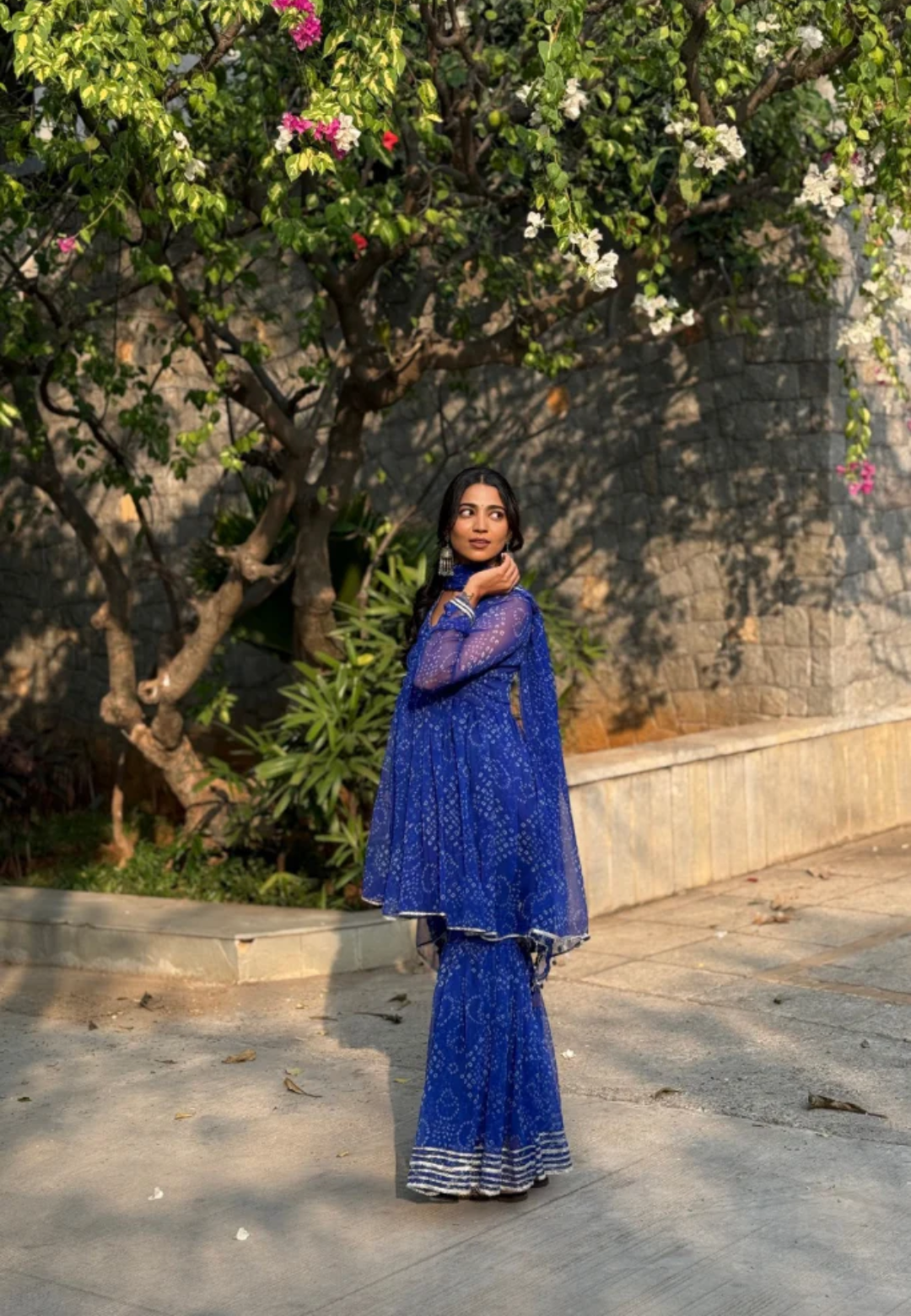 BLUE SWATHI CHIFFON SHARARA SET