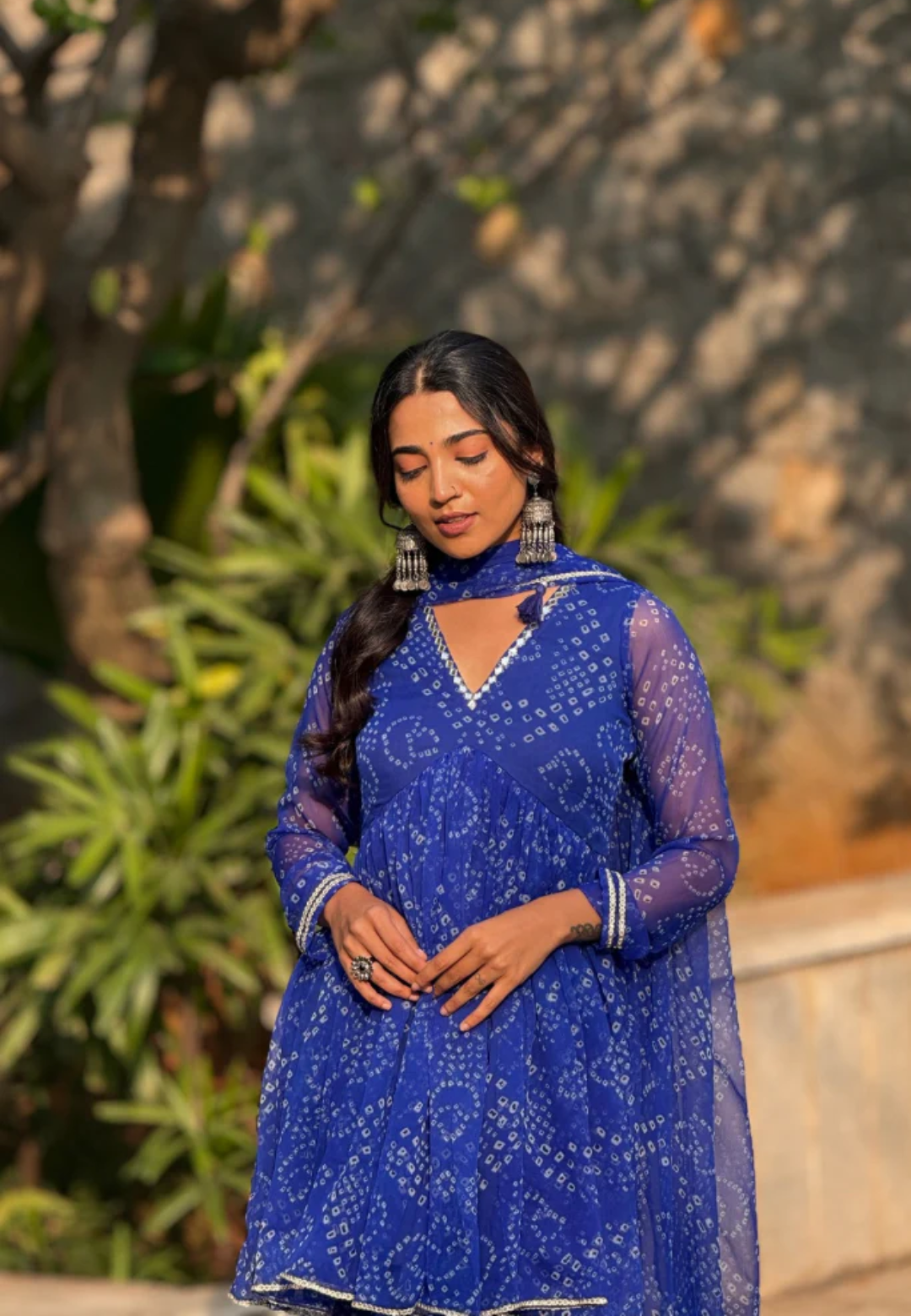 BLUE SWATHI CHIFFON SHARARA SET