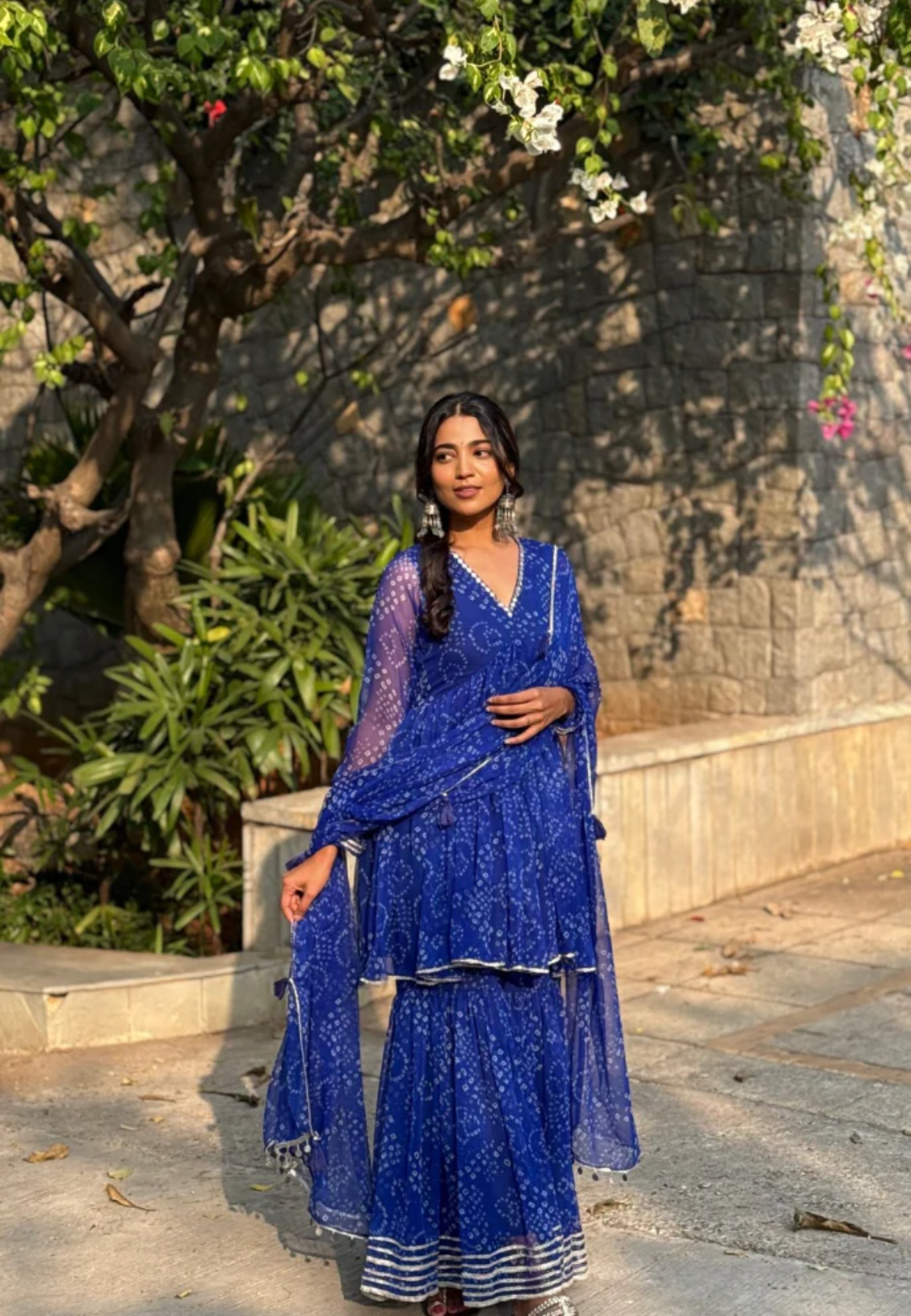 BLUE SWATHI CHIFFON SHARARA SET
