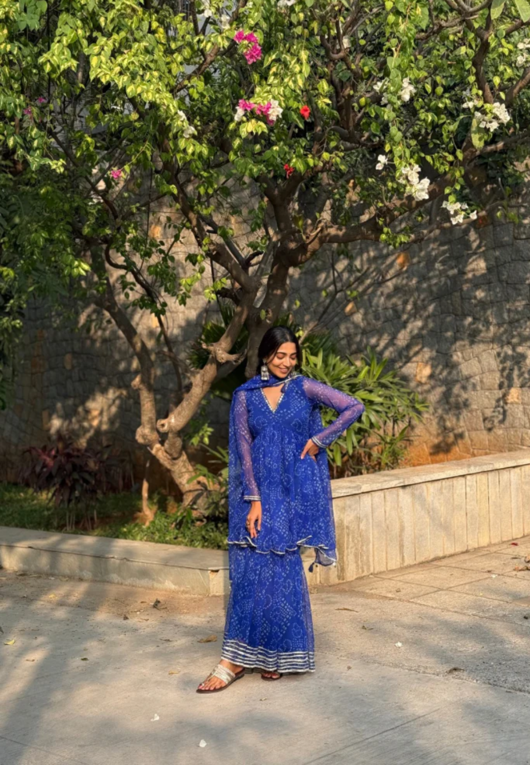 BLUE SWATHI CHIFFON SHARARA SET