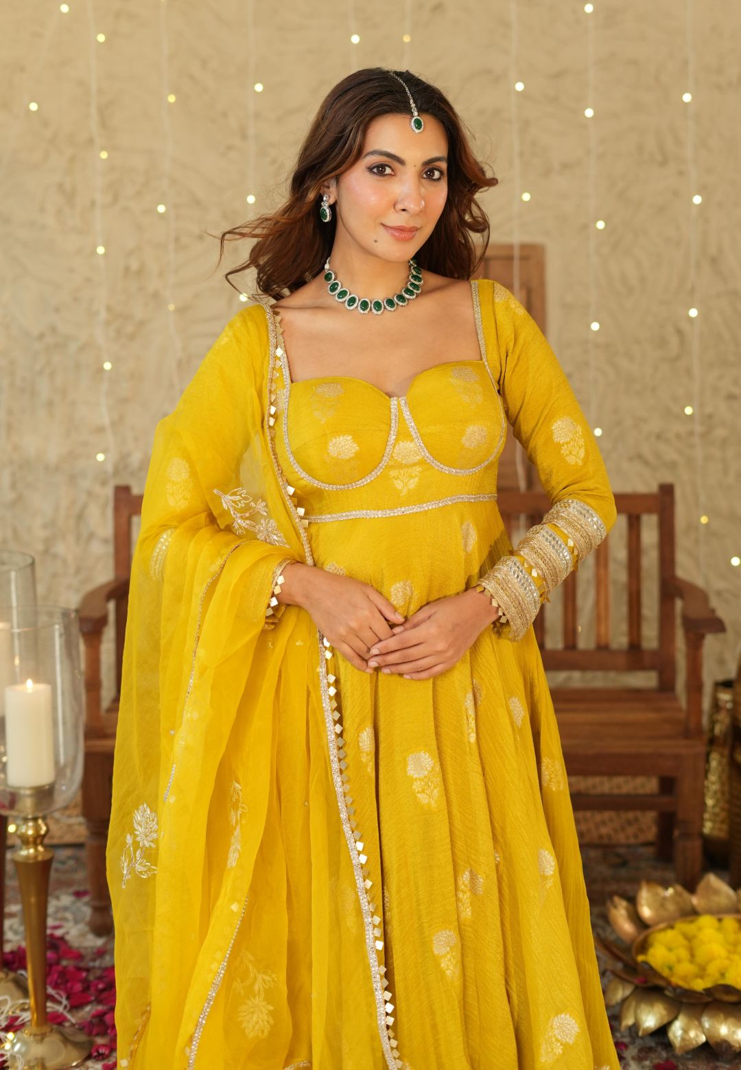 MUSTARD NIKHAAR JACQUARD SUIT SET