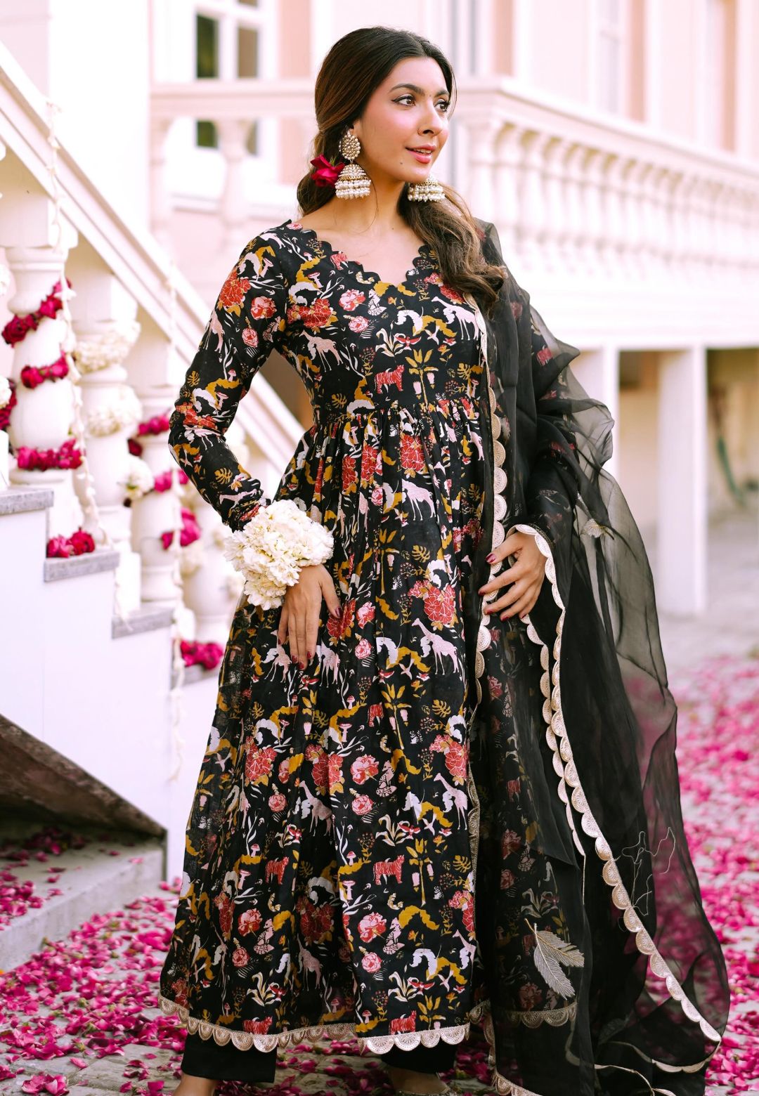 BLACK NAALINI CHANDERI SUIT SET