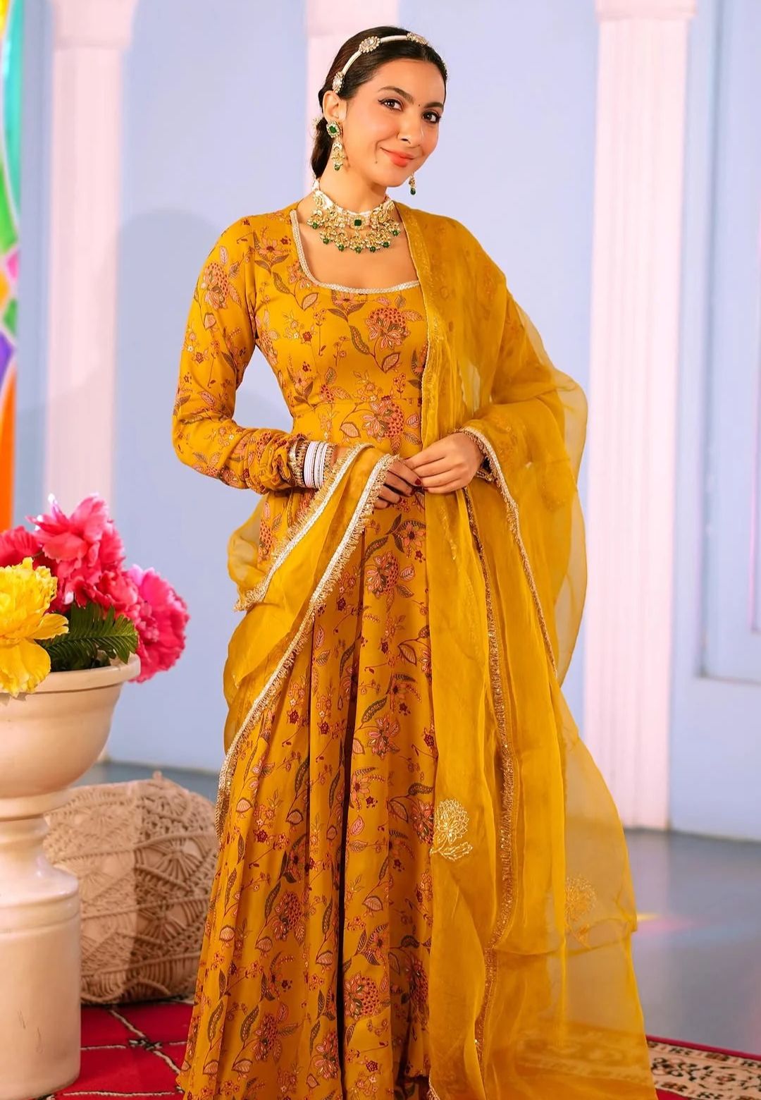 MUSTARD ISHA GEORGETTE SUIT SET