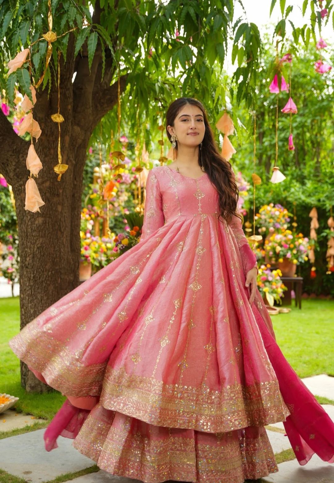 PINK REGAL CRUSH TISSUE SUIT SET