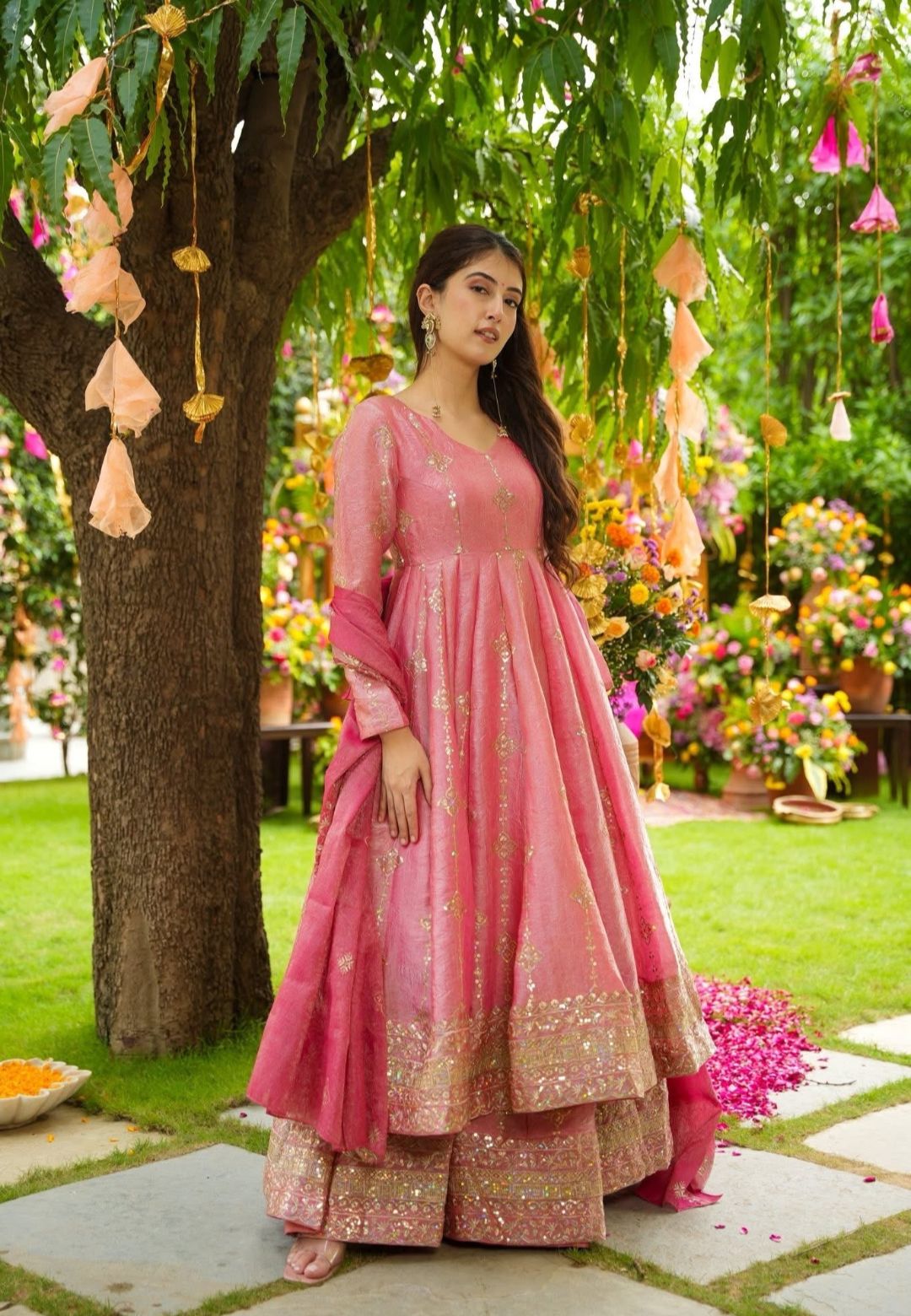 PINK REGAL CRUSH TISSUE SUIT SET