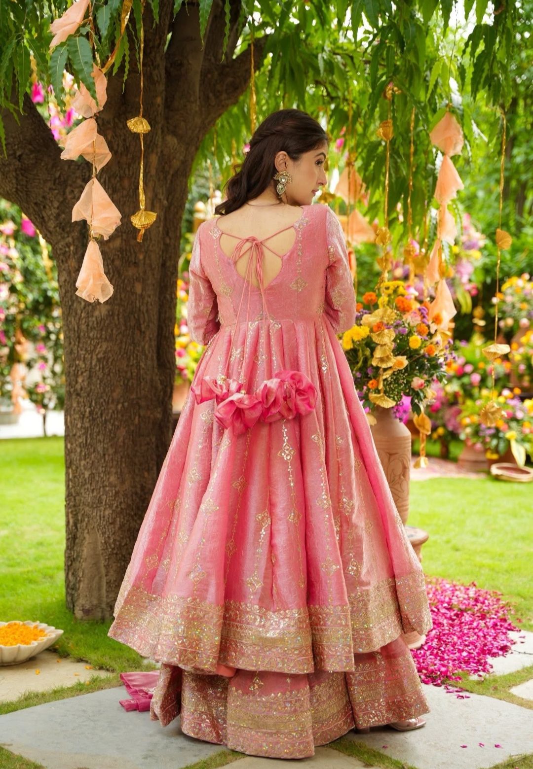 PINK REGAL CRUSH TISSUE SUIT SET