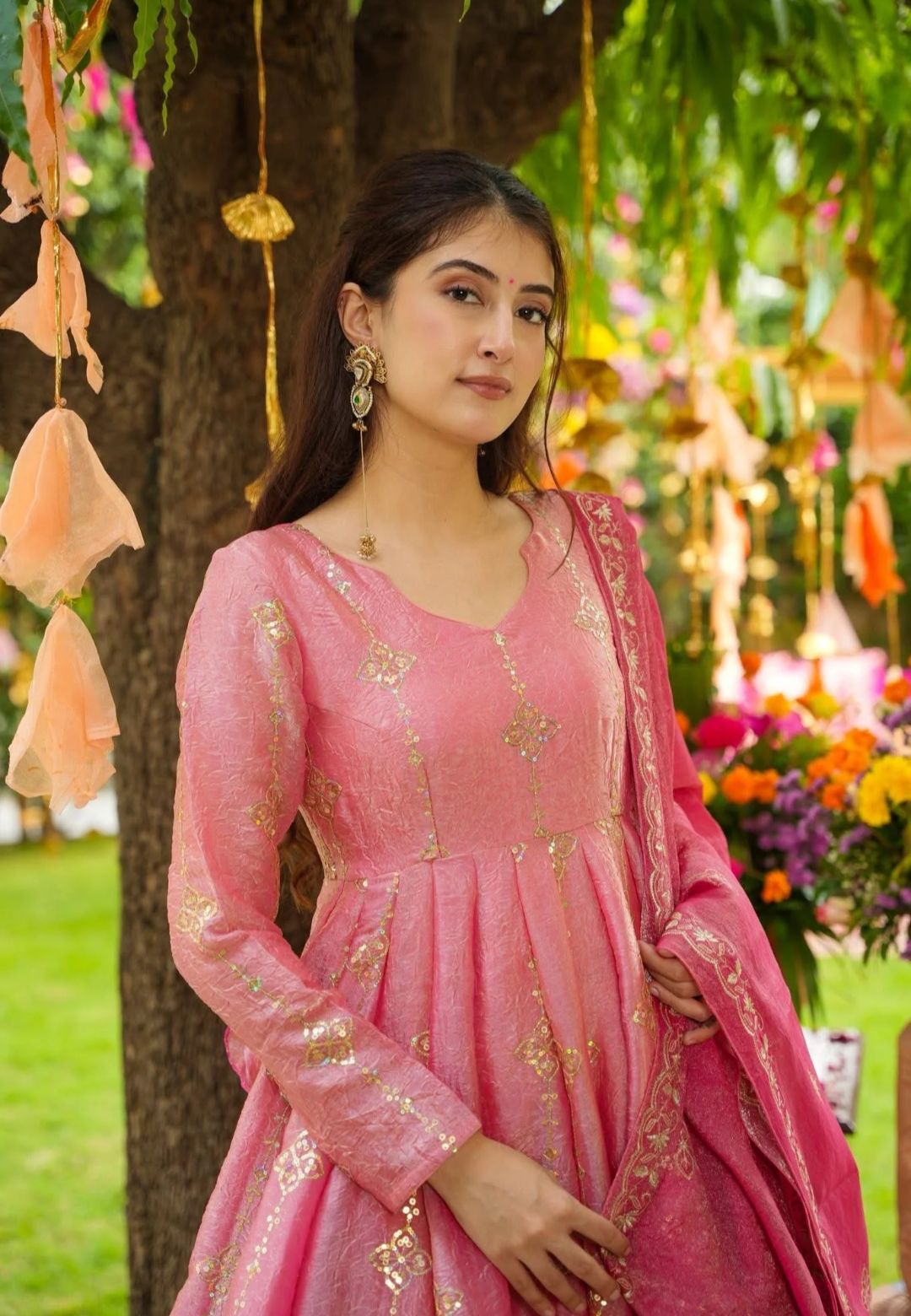 PINK REGAL CRUSH TISSUE SUIT SET