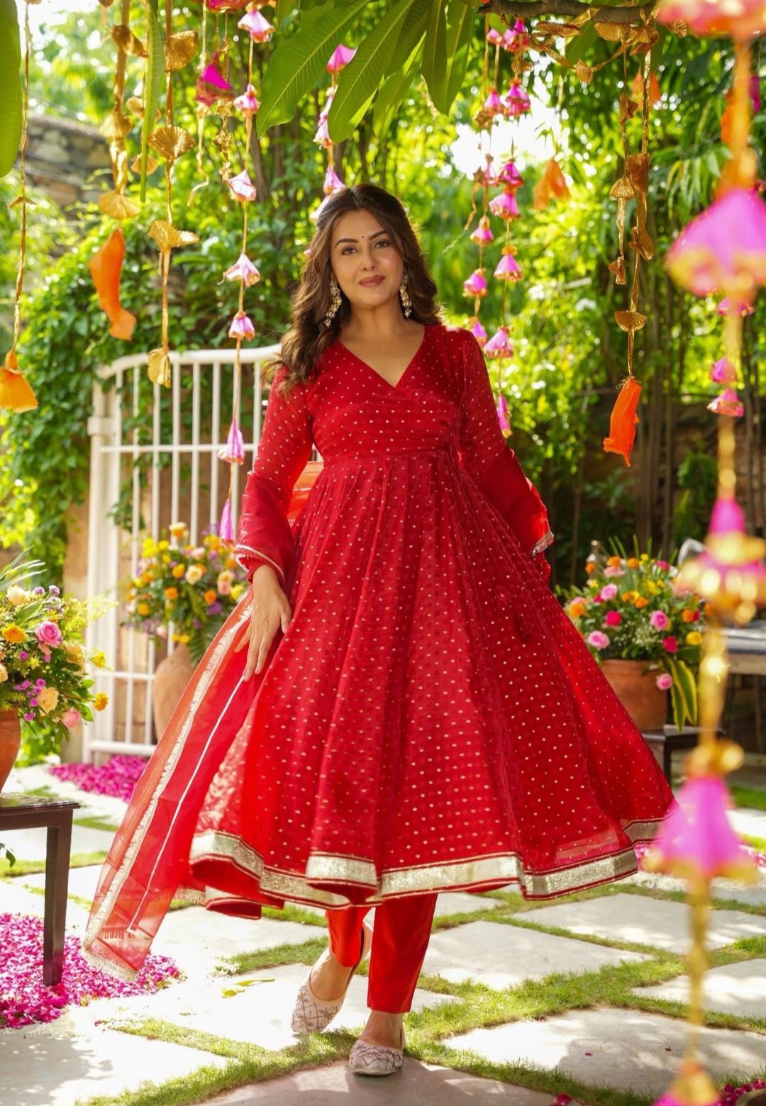 RED CHERISE ORGANZA SUIT SET