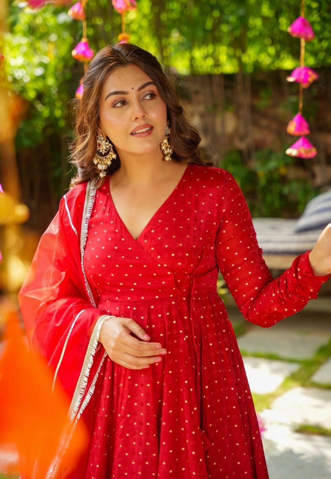 RED CHERISE ORGANZA SUIT SET