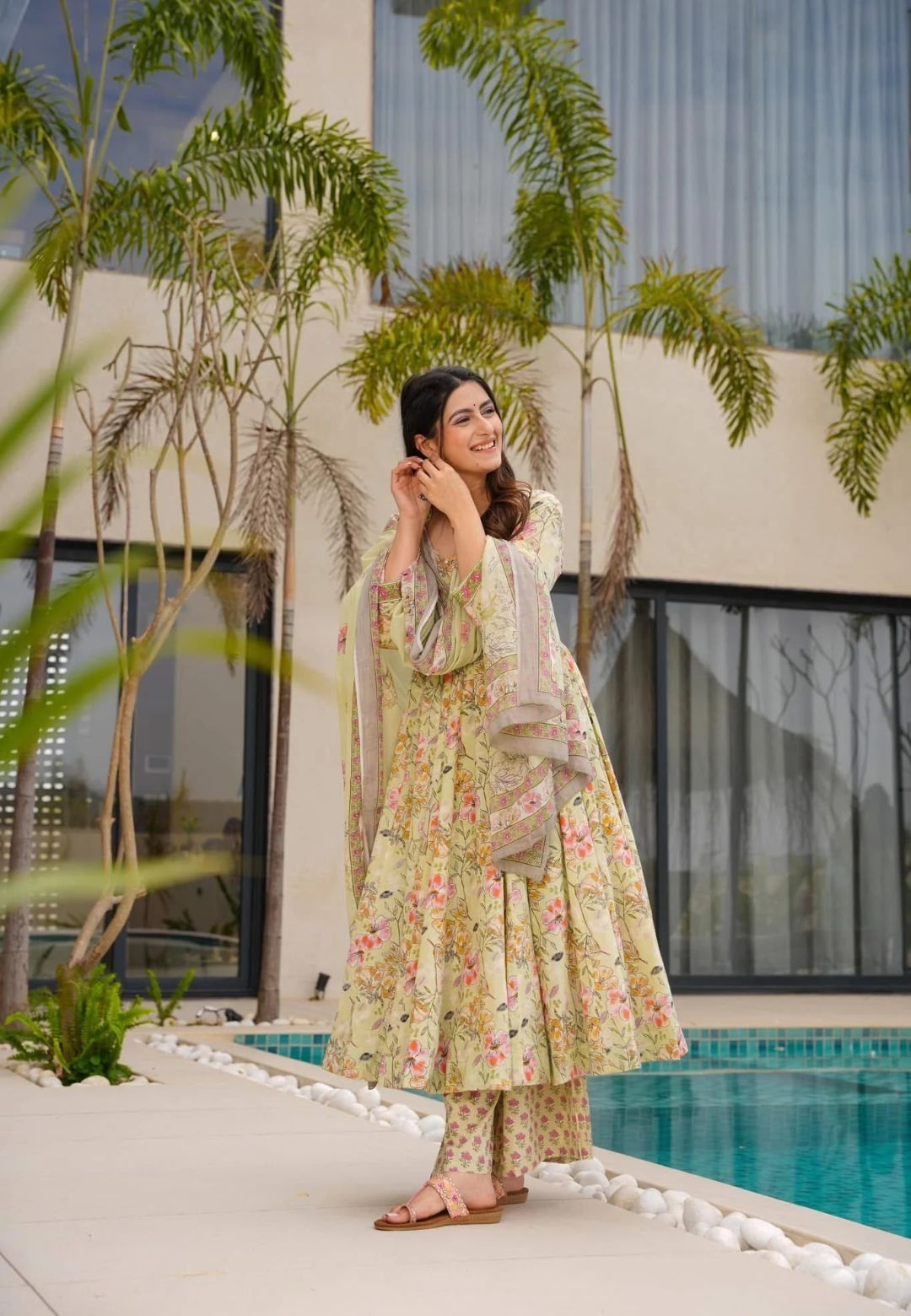 BEIGE DIYA COTTON SUIT SET