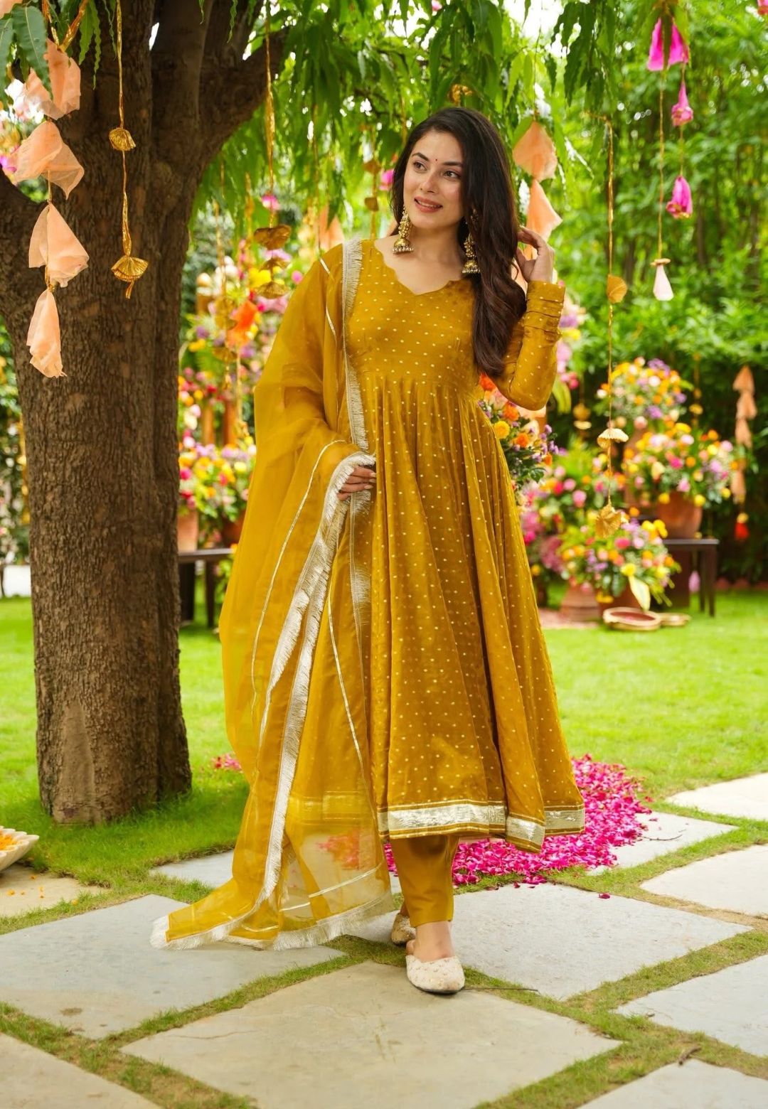 MUSTARD ZESTA ORGANZA SUIT SET