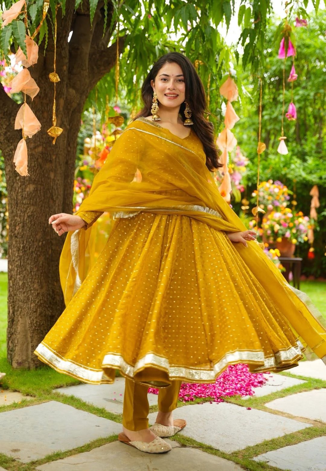 MUSTARD ZESTA ORGANZA SUIT SET