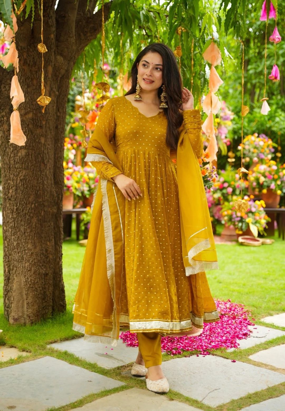 MUSTARD ZESTA ORGANZA SUIT SET