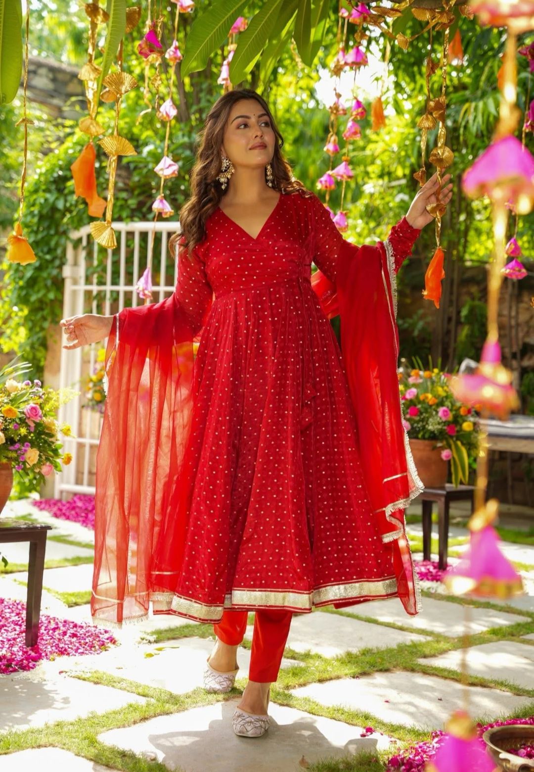 RED CHERISE ORGANZA SUIT SET