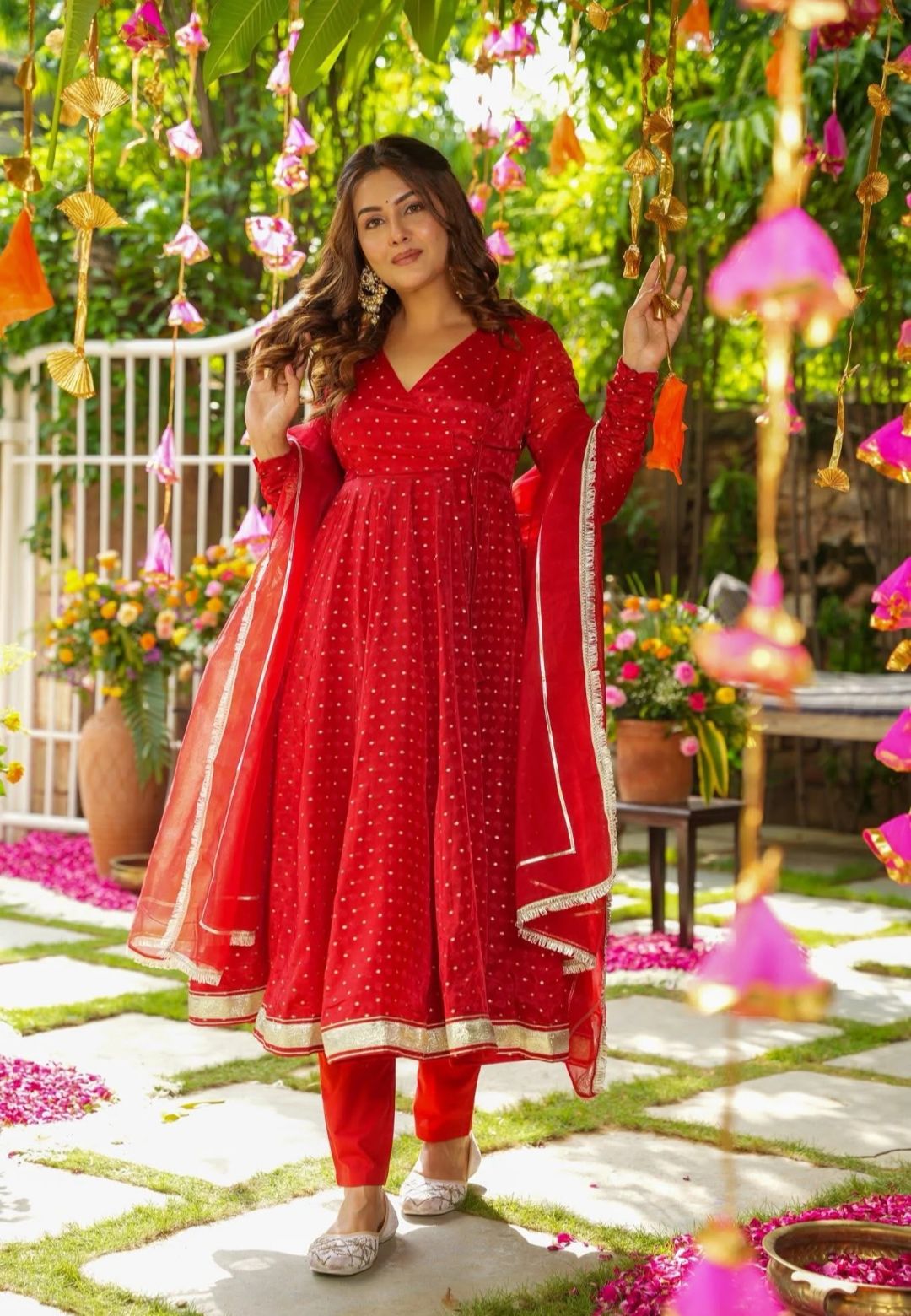RED CHERISE ORGANZA SUIT SET