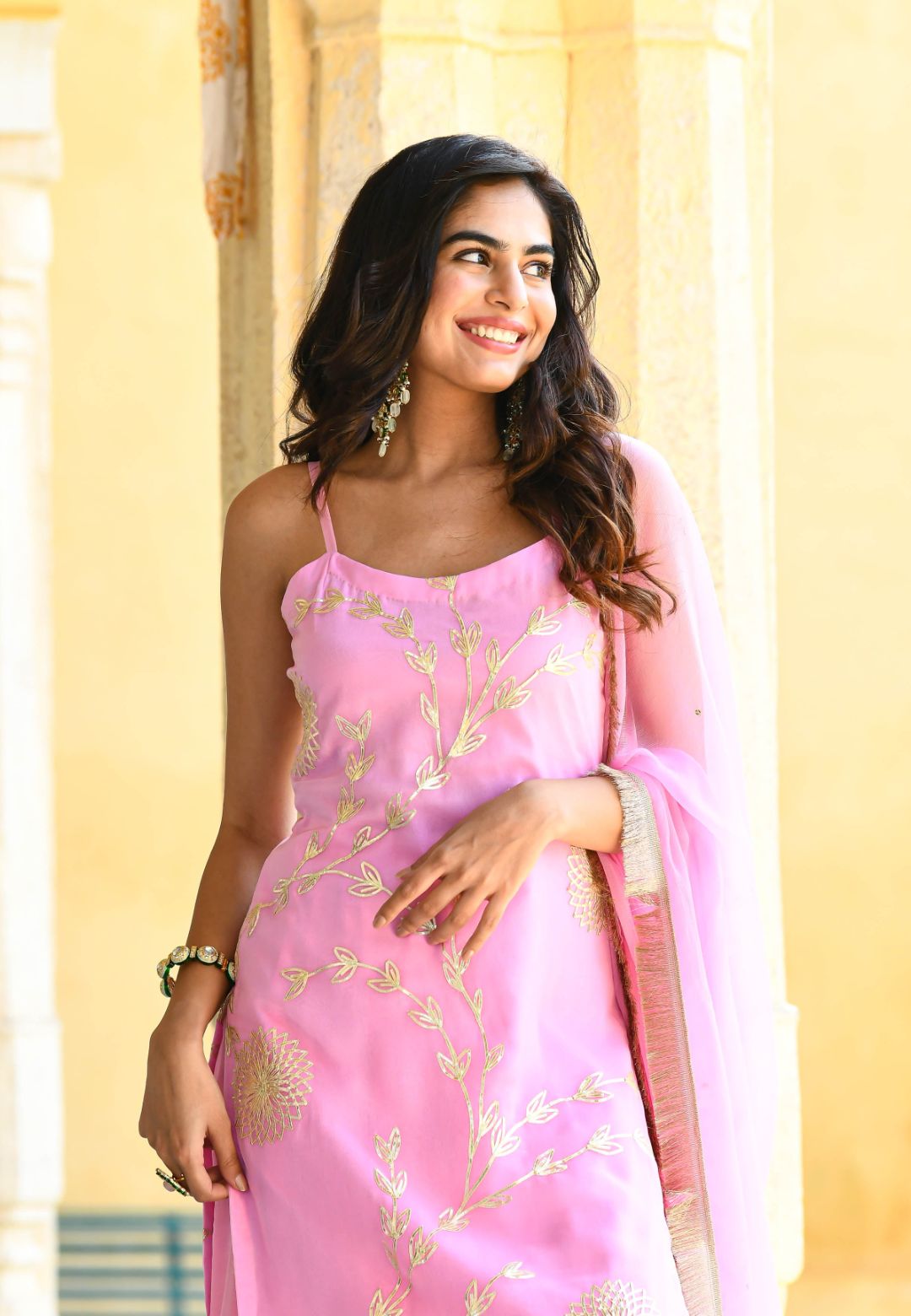 PINK GOTA CHIFFON SUIT SET