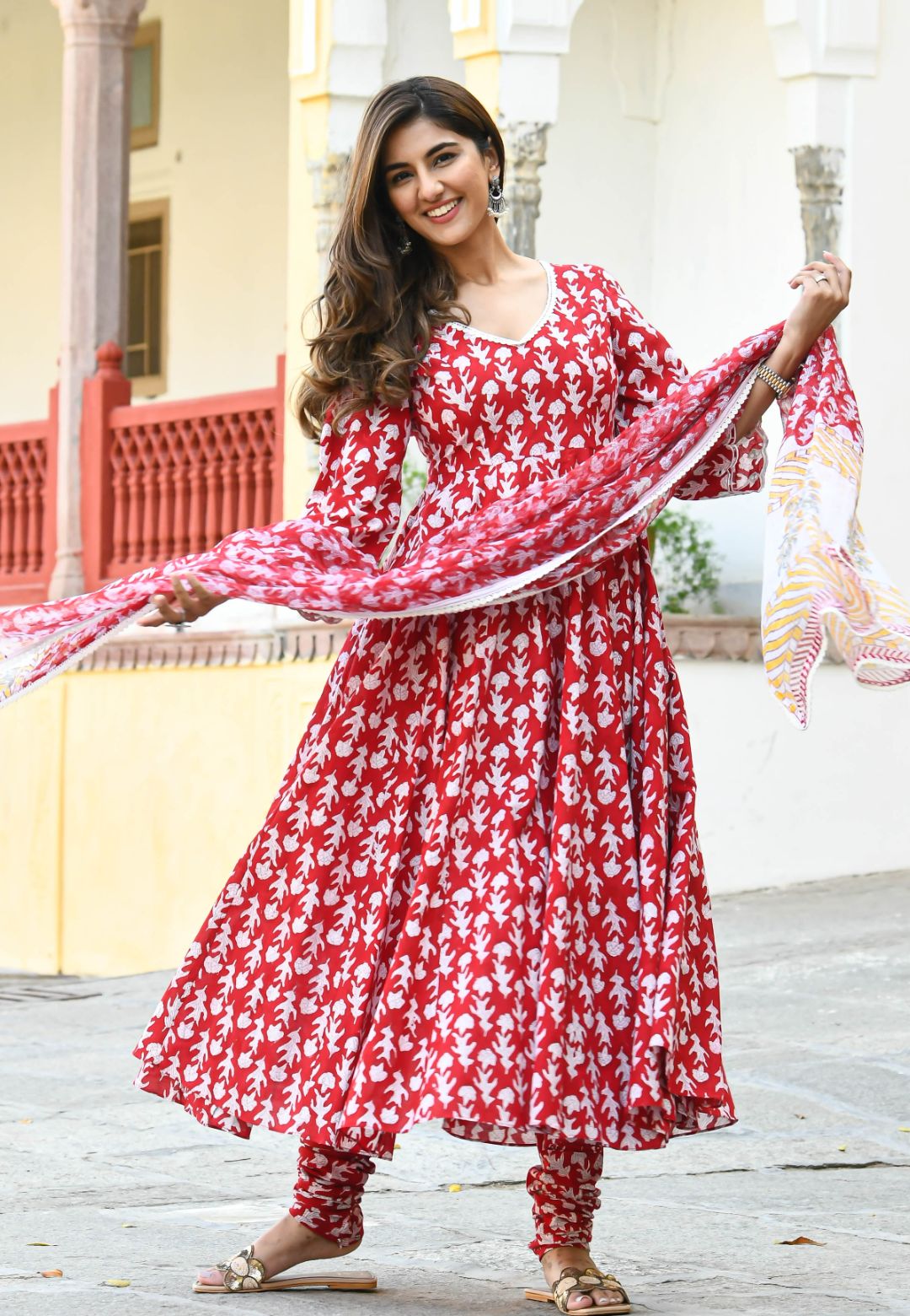 BREEZY RED COTTON SUIT SET