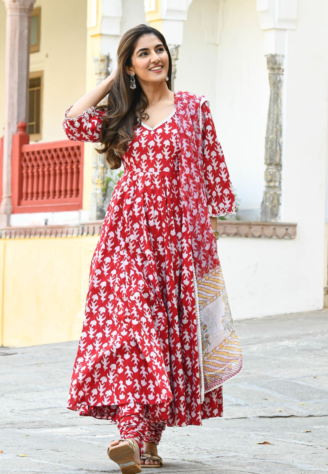 BREEZY RED COTTON SUIT SET