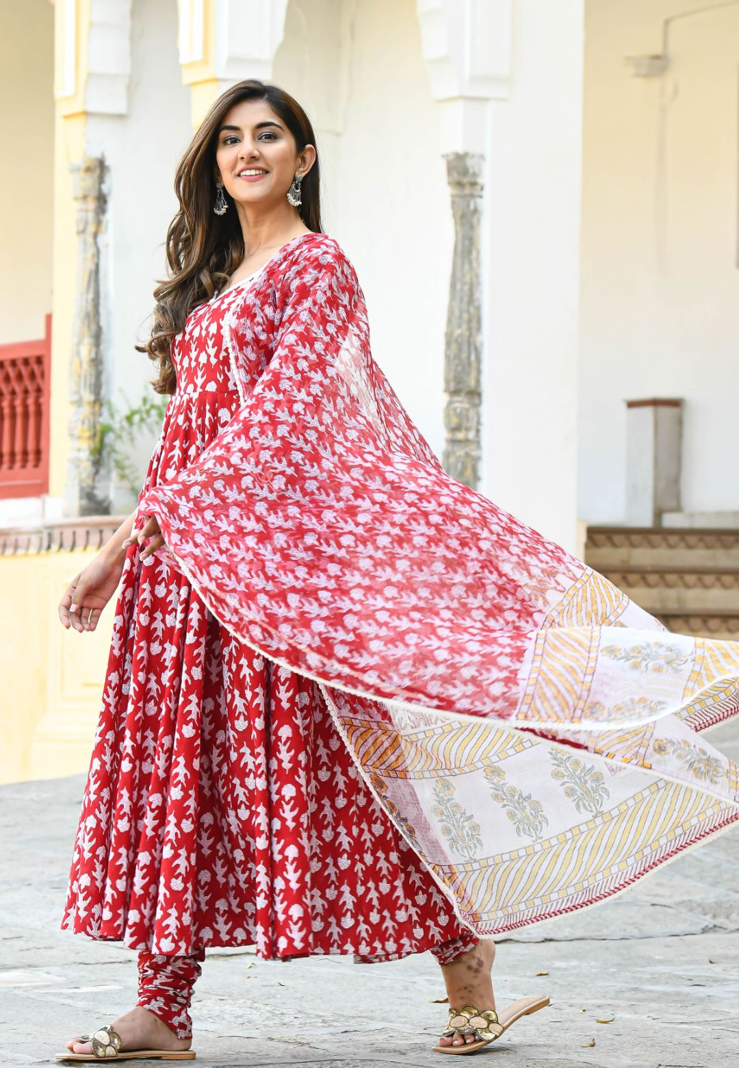 BREEZY RED COTTON SUIT SET