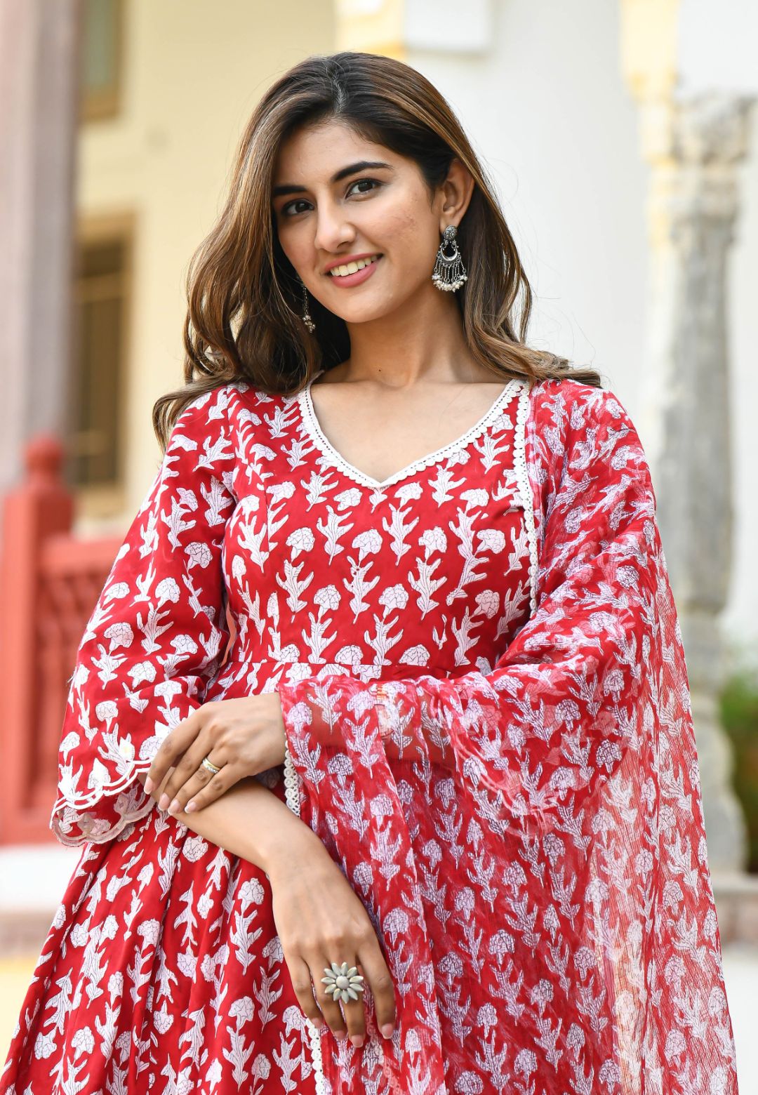 BREEZY RED COTTON SUIT SET