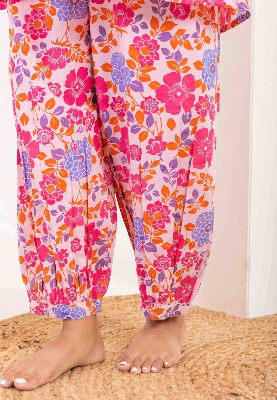 PINK FLORAL COOORD COTTON KURTA SET