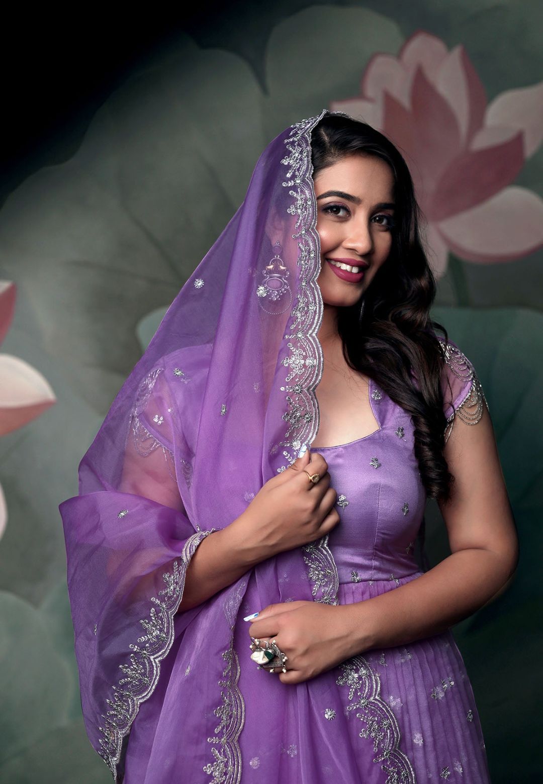 LILAC PURPLE ORGANZA SEQUIN ANARKALI SET
