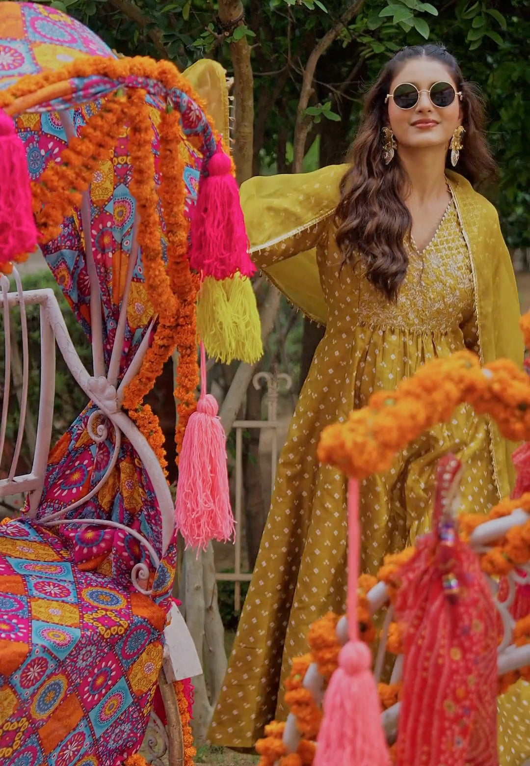 YELLOW PAVITRA BANDHANI CHANDERI SUIT SET