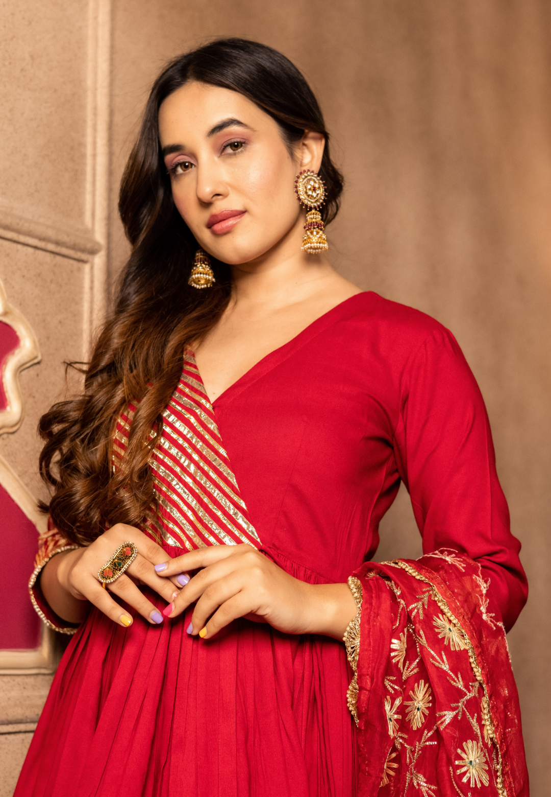 ANYA RED SHARARA SUIT SET