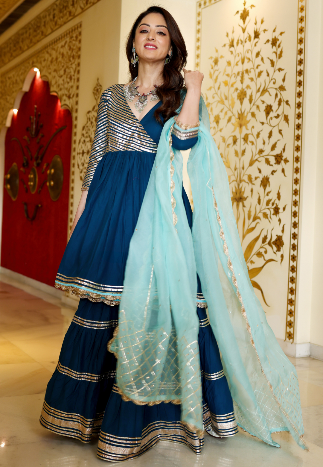ROYAL BLUE GOTAPATTI SHARARA SET
