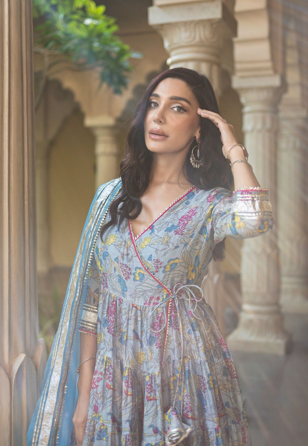 BLUE NOORI CHANDERI SUIT SET