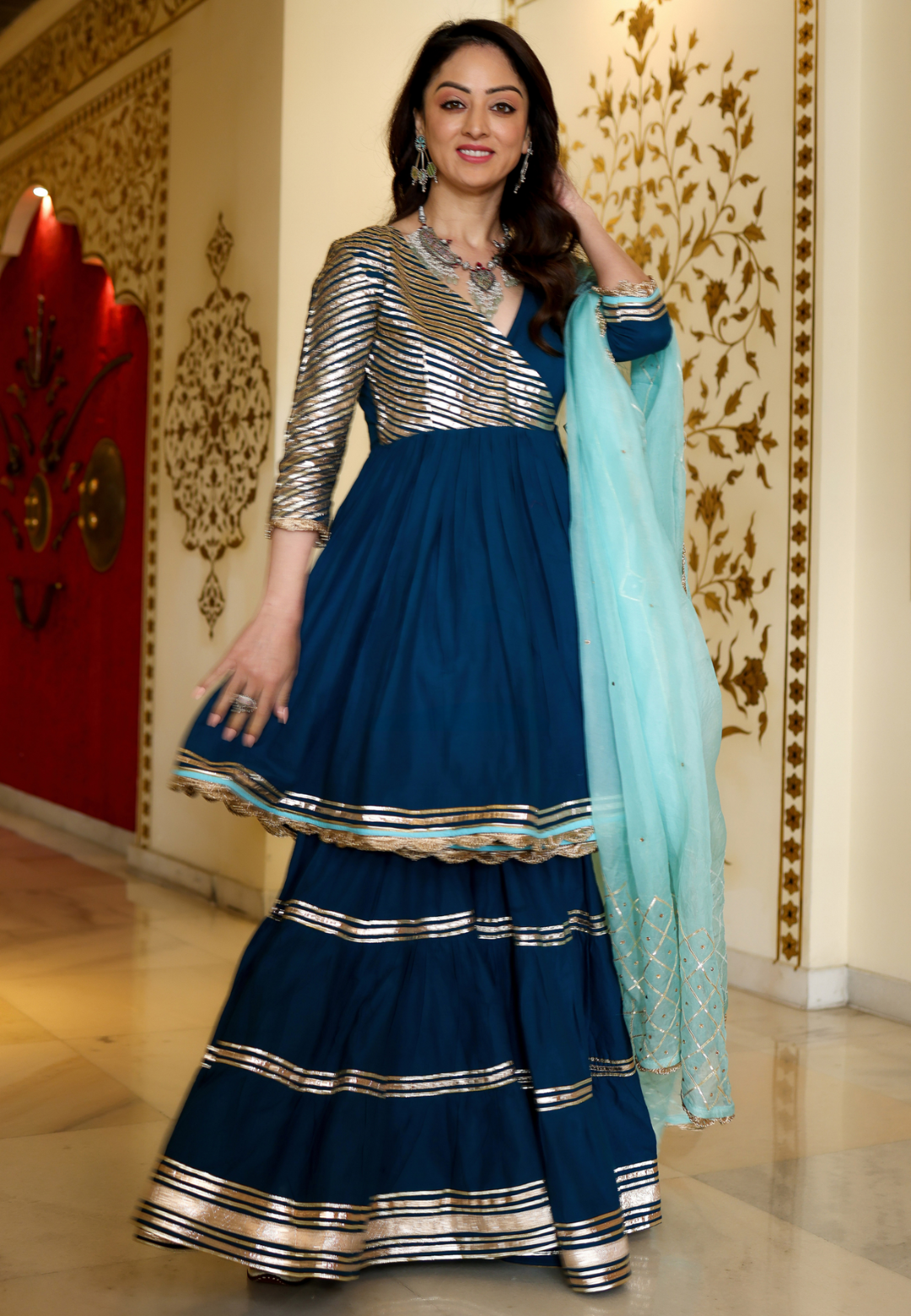 ROYAL BLUE GOTAPATTI SHARARA SET