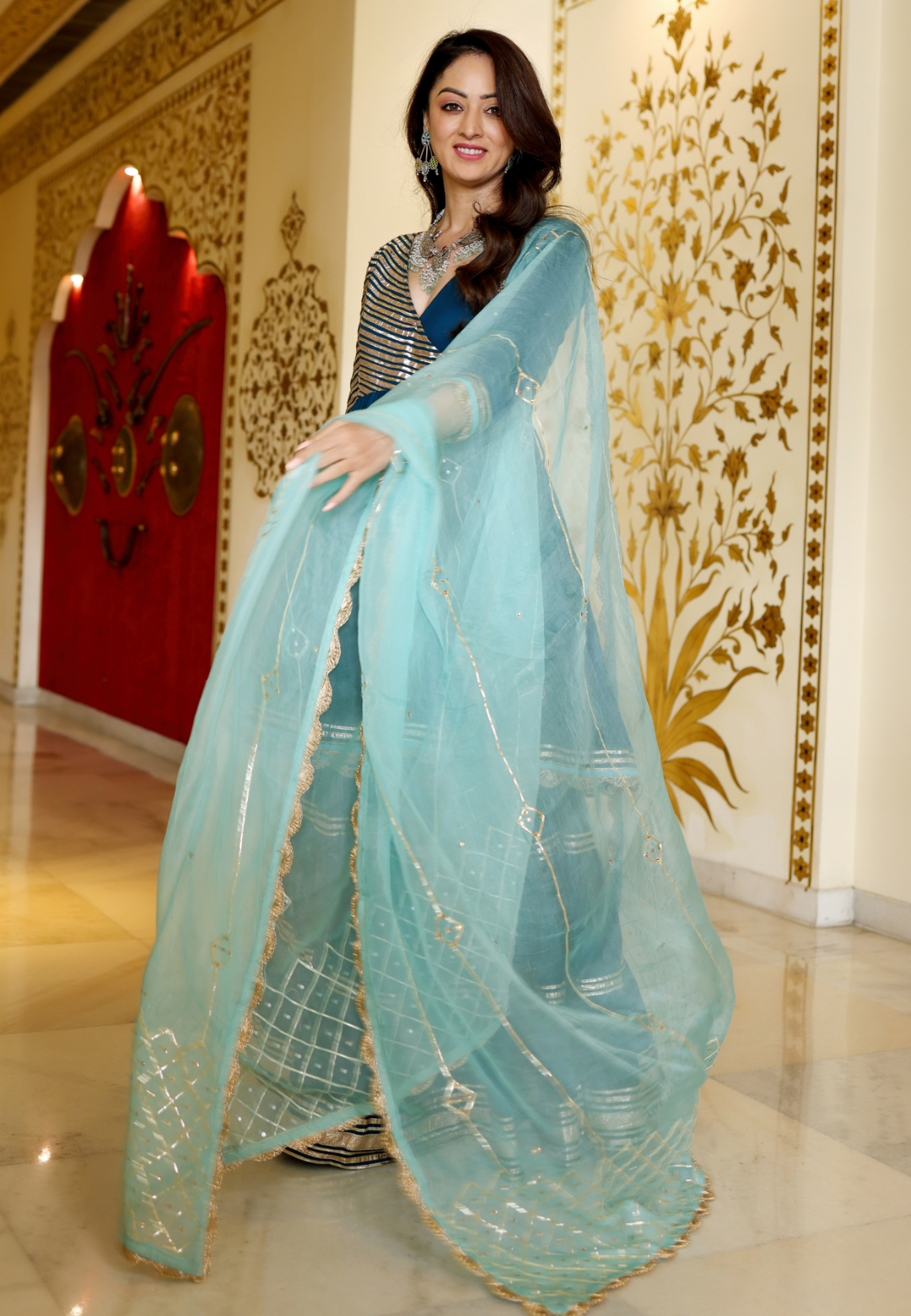 ROYAL BLUE GOTAPATTI SHARARA SET