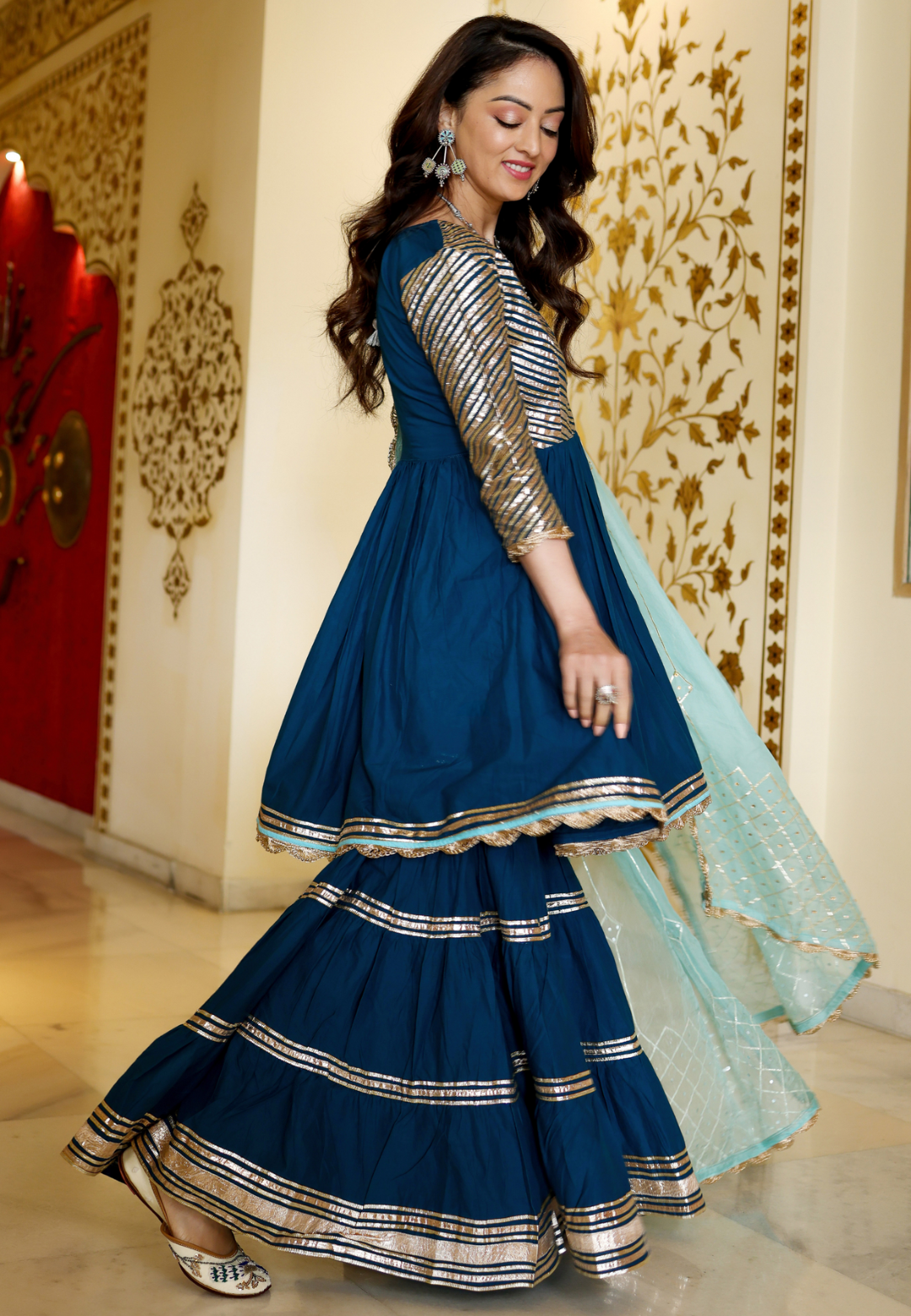 ROYAL BLUE GOTAPATTI SHARARA SET