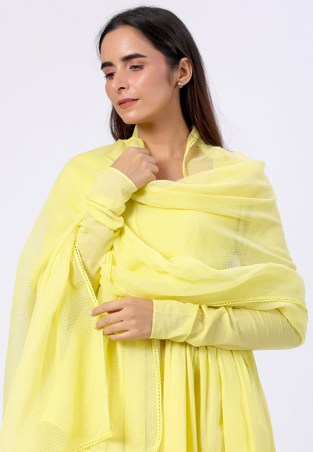 PASTEL YELLOW ANARKALI SUIT SET
