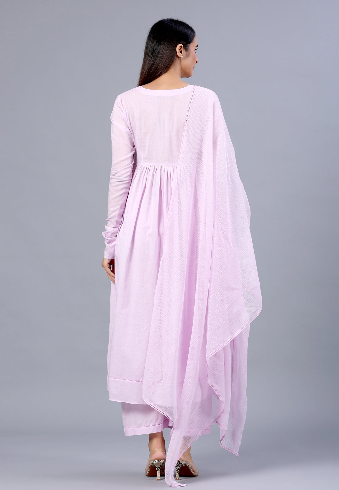 PASTEL LILAC PURPLE ANARKALI SUIT SET