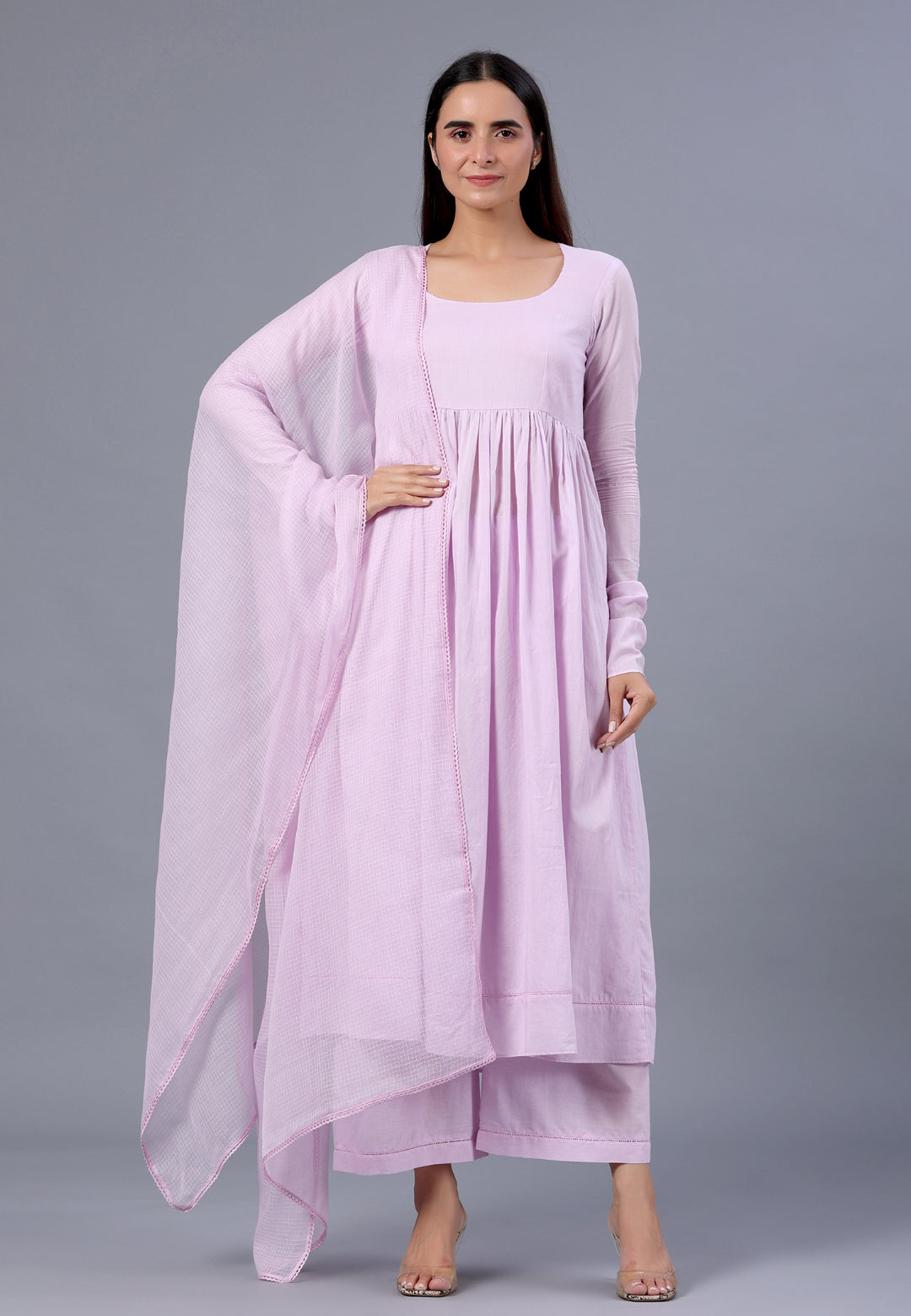 PASTEL LILAC PURPLE ANARKALI SUIT SET