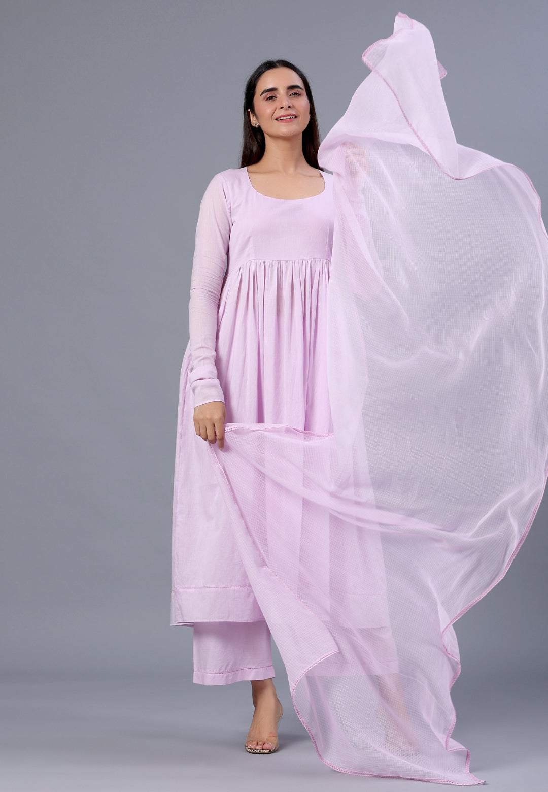 PASTEL LILAC PURPLE ANARKALI SUIT SET