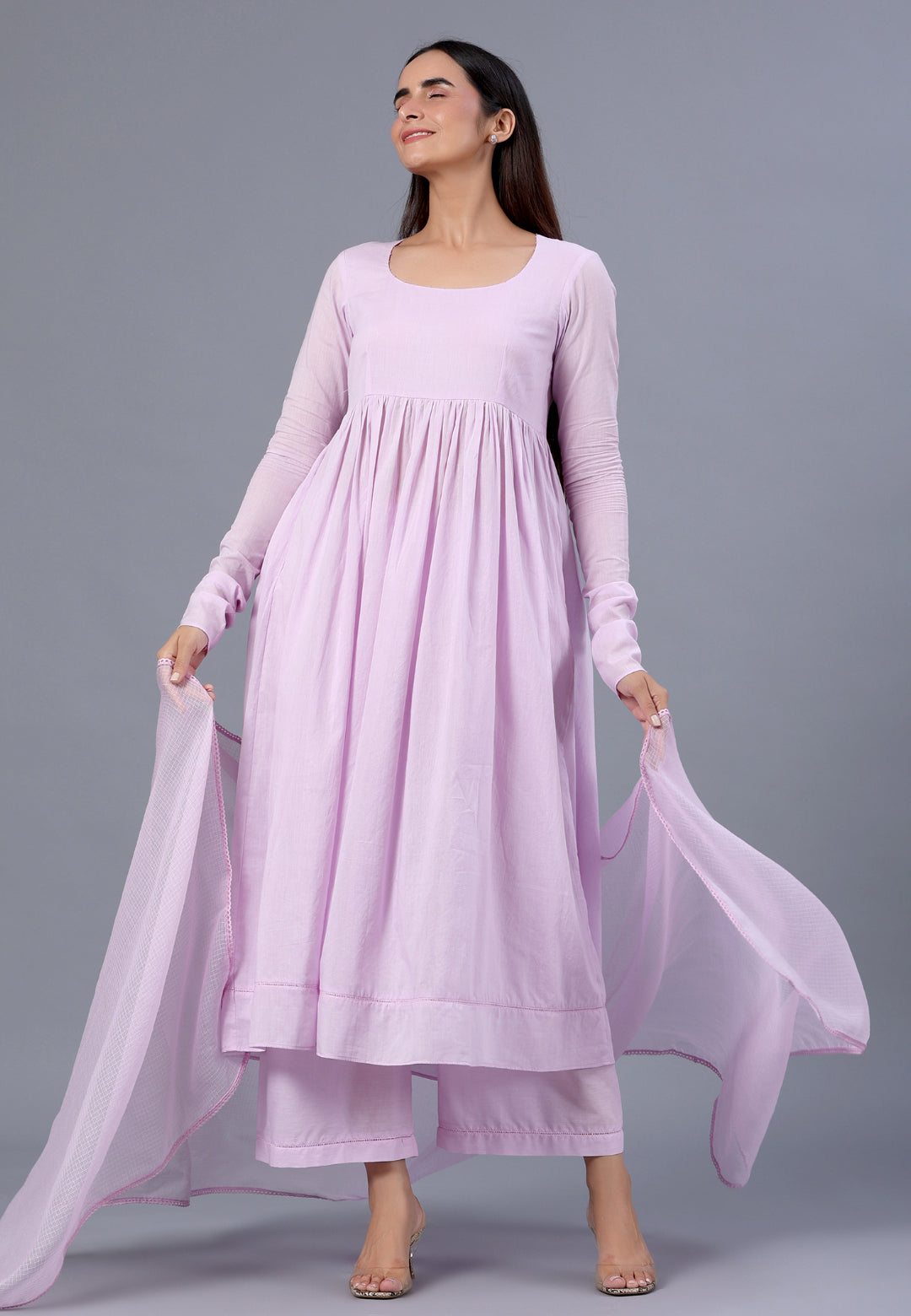 PASTEL LILAC PURPLE ANARKALI SUIT SET