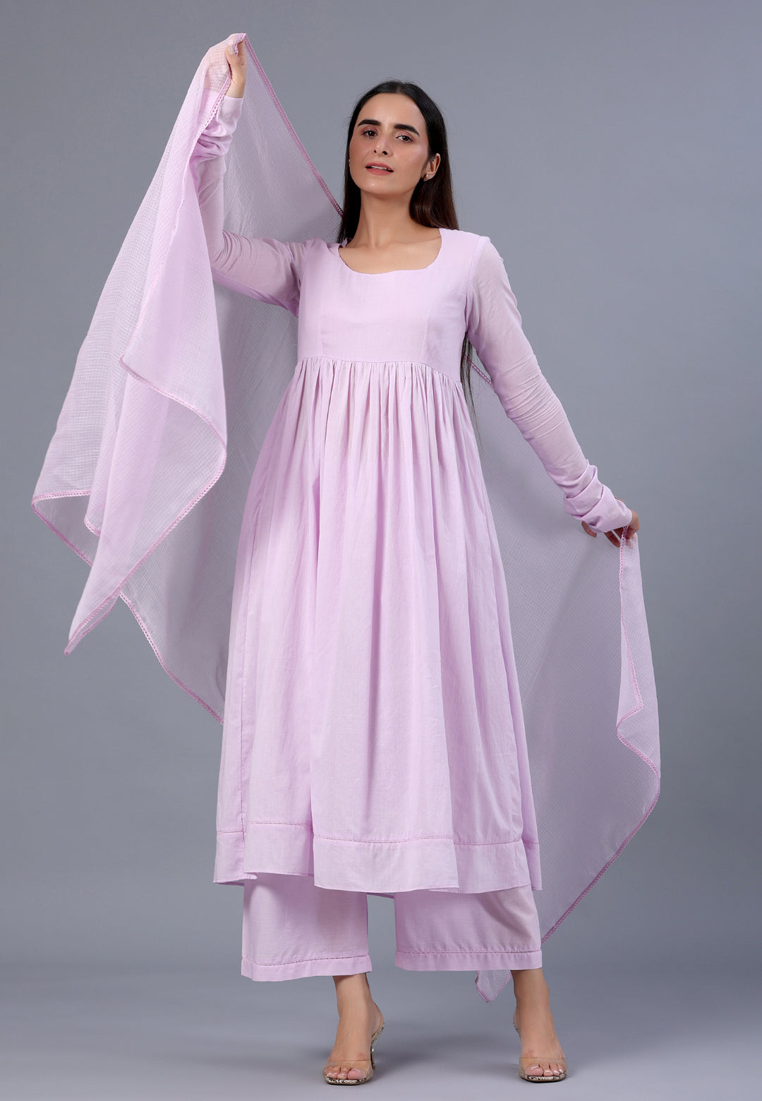 PASTEL LILAC PURPLE ANARKALI SUIT SET