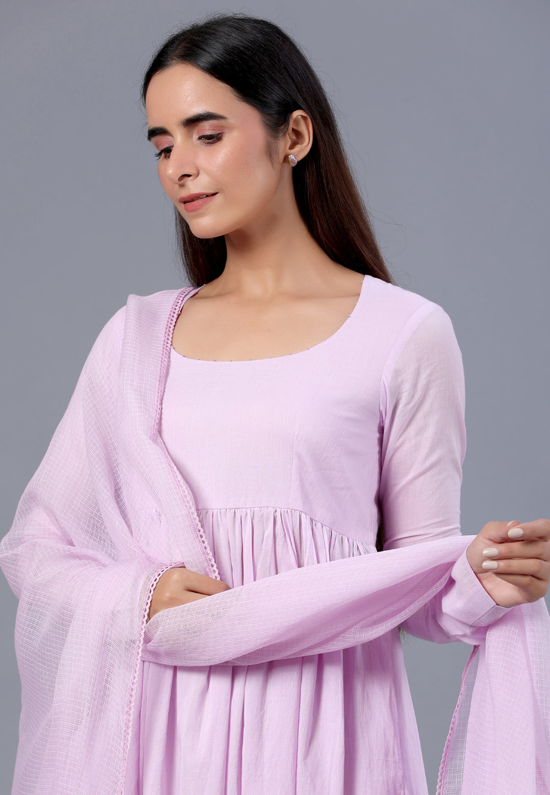 PASTEL LILAC PURPLE ANARKALI SUIT SET