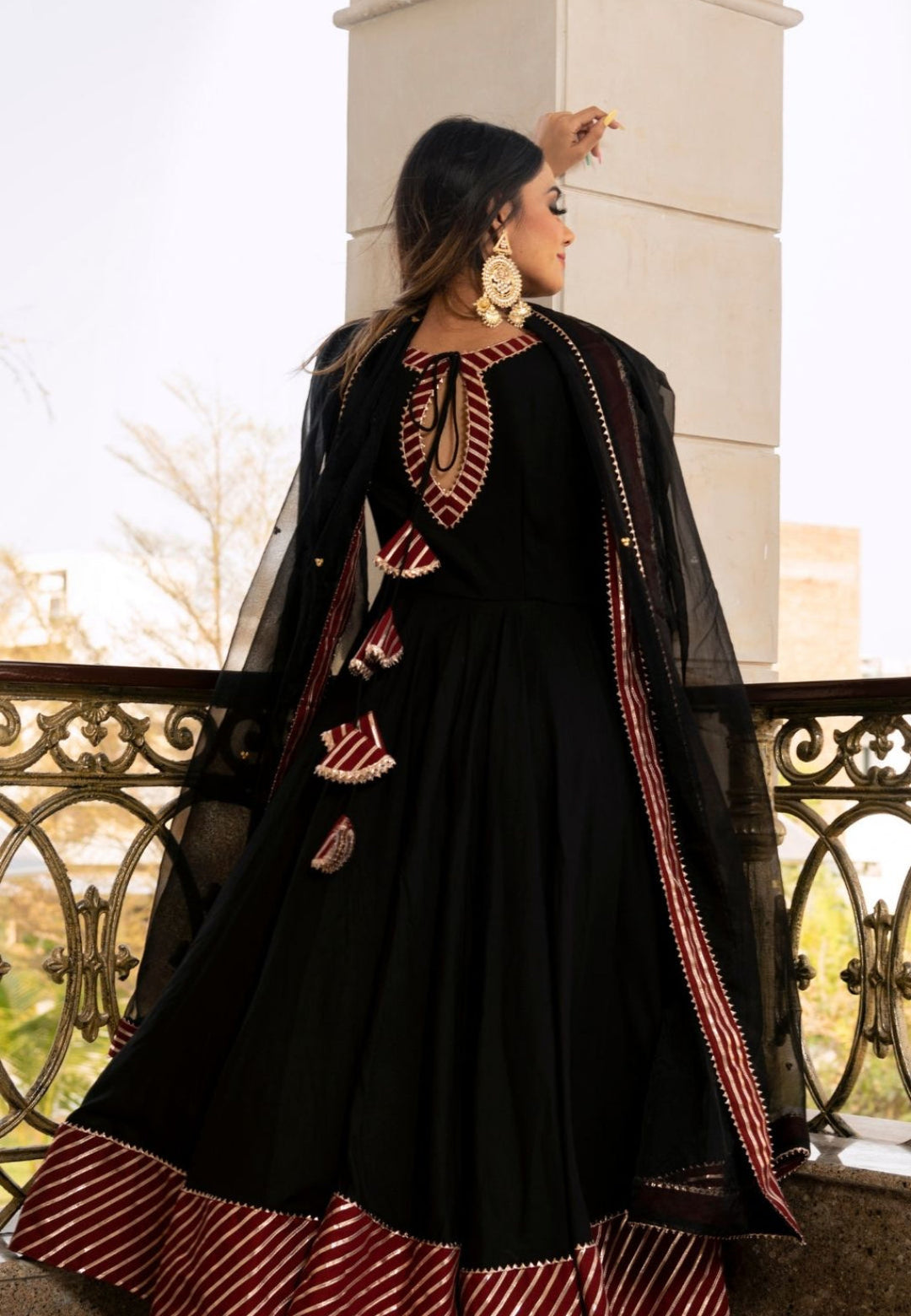 DEEP BLACK HEERA ANARKALI SUIT SET