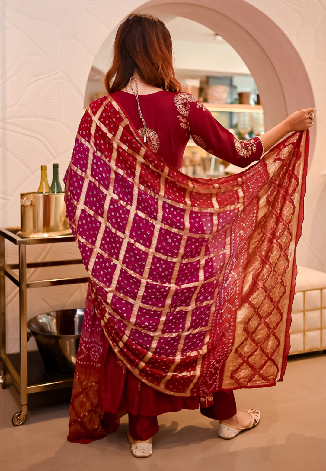 MAROON GOLD ANGRAKHA SUIT SET - Avino Atelier