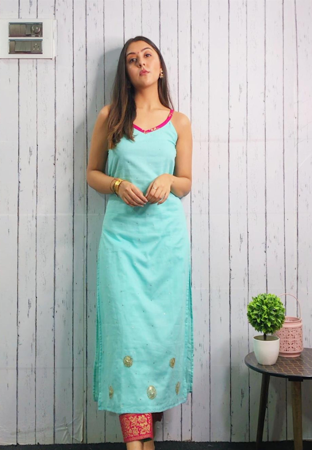 TURQOISE BLUE COTTON SUIT SET