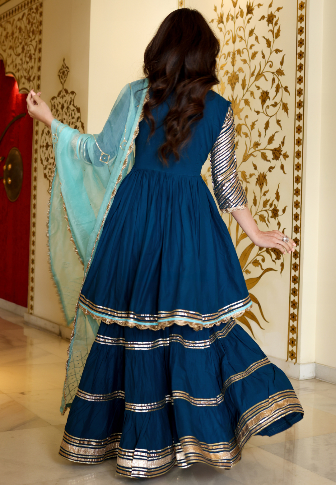 ROYAL BLUE GOTAPATTI SHARARA SET