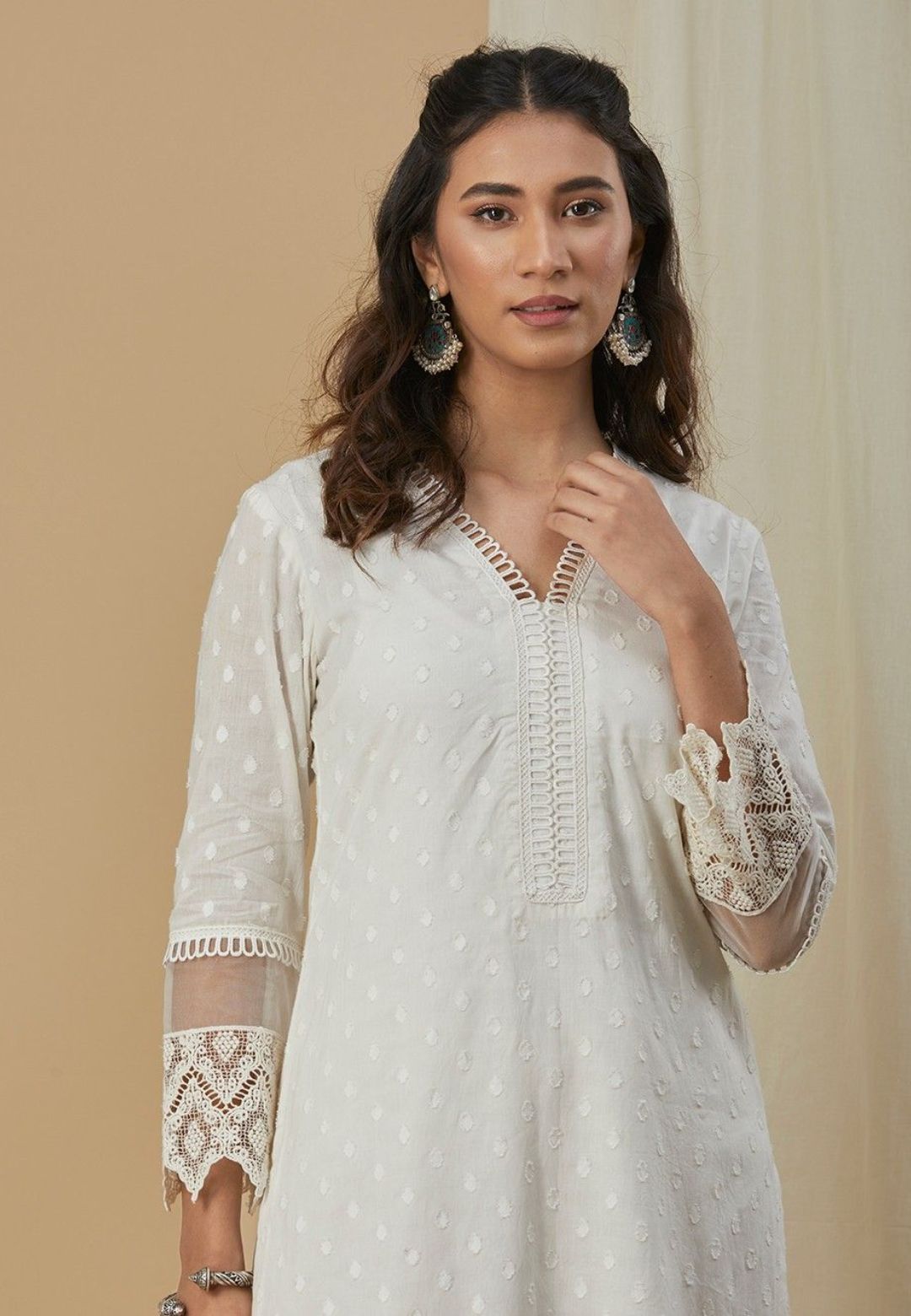 OFF WHITE COTTON DHOBBY KURTA PALAZZO SET