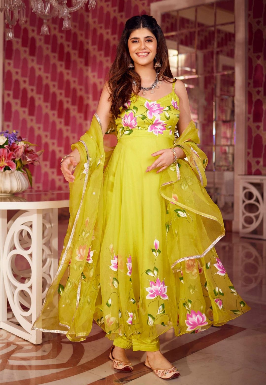 YELLOW CHAMKI ANARKALI SUIT SET