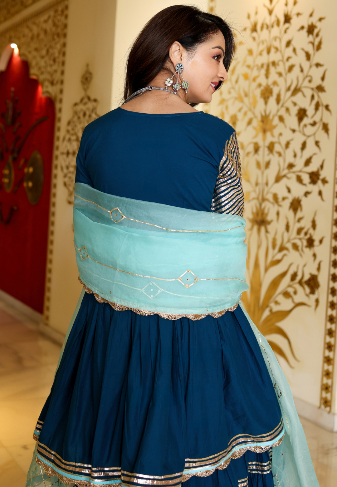 ROYAL BLUE GOTAPATTI SHARARA SET