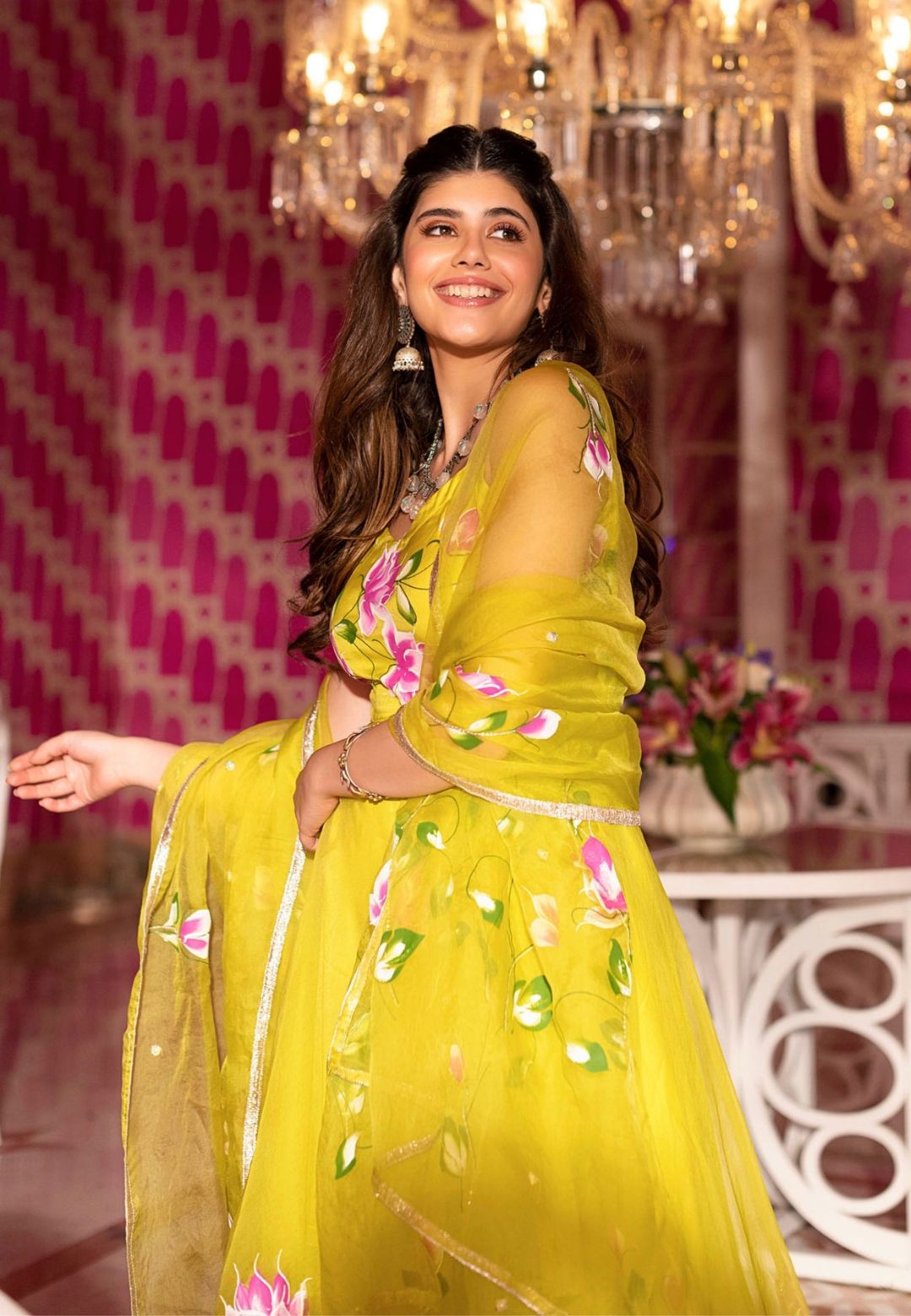 YELLOW CHAMKI ANARKALI SUIT SET