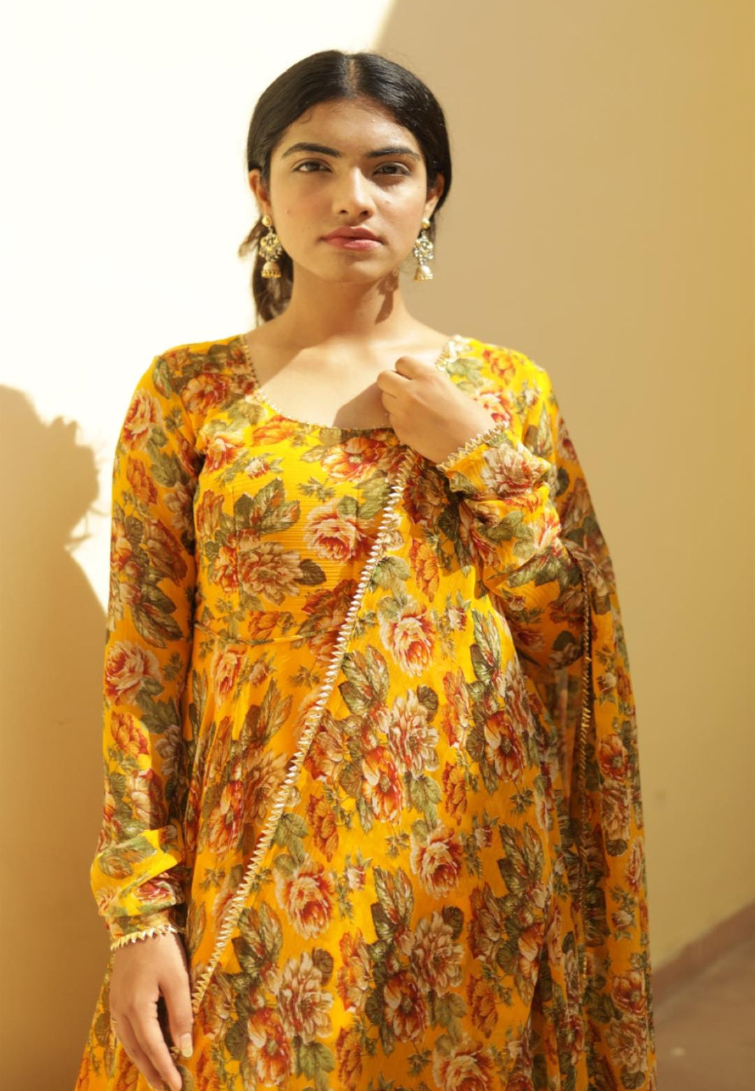 MUSTARD YELLOW CHIFFON SUIT SET