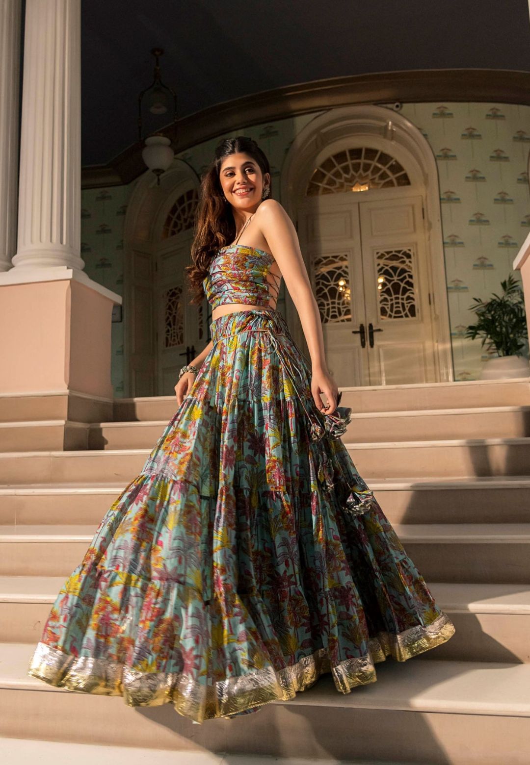 ZAHIRA CHANDERI LEHENGA SET